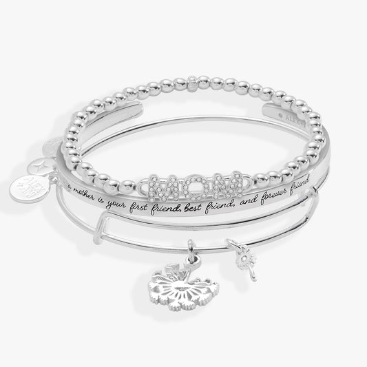a silver bracelet with charms