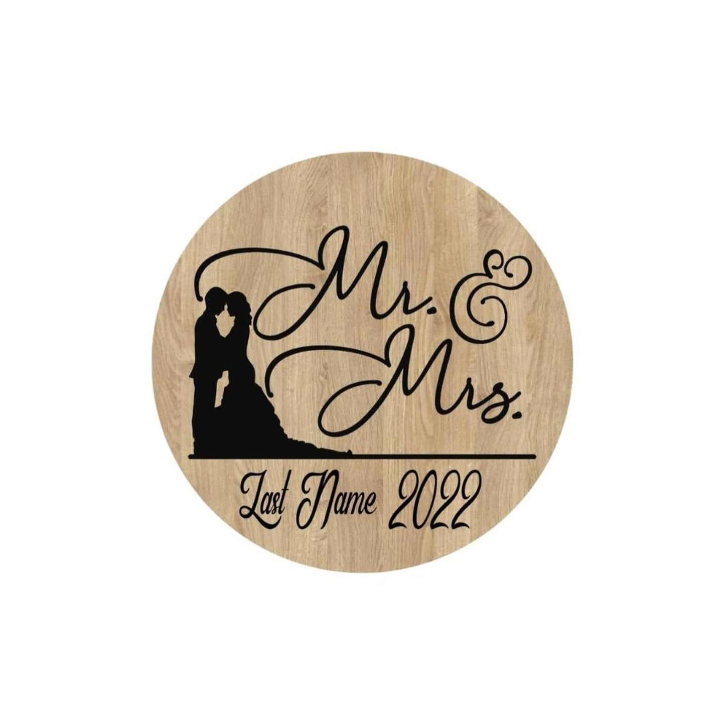 Mr and Mrs Wedding Round Sign