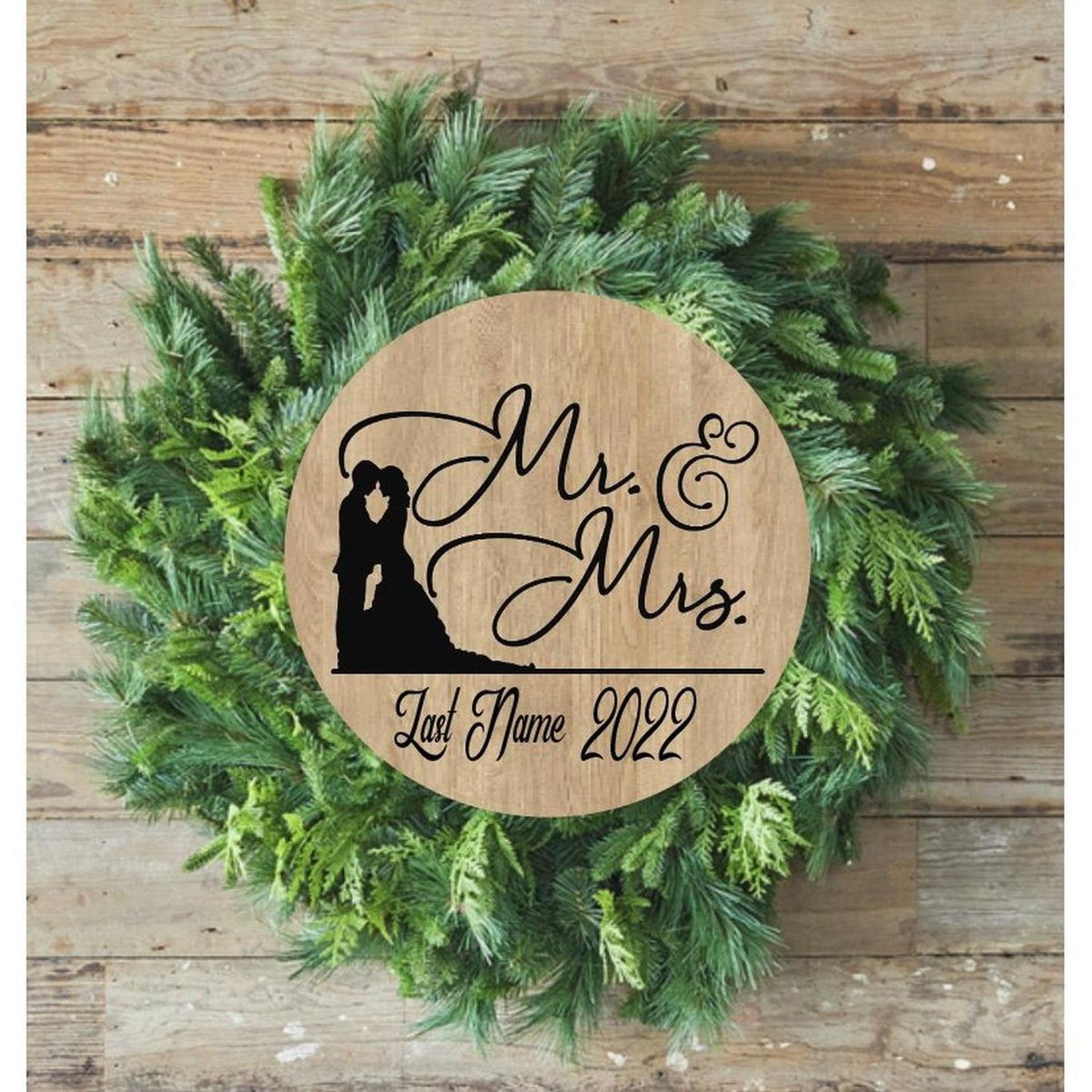 Mr and Mrs Wedding Round Sign