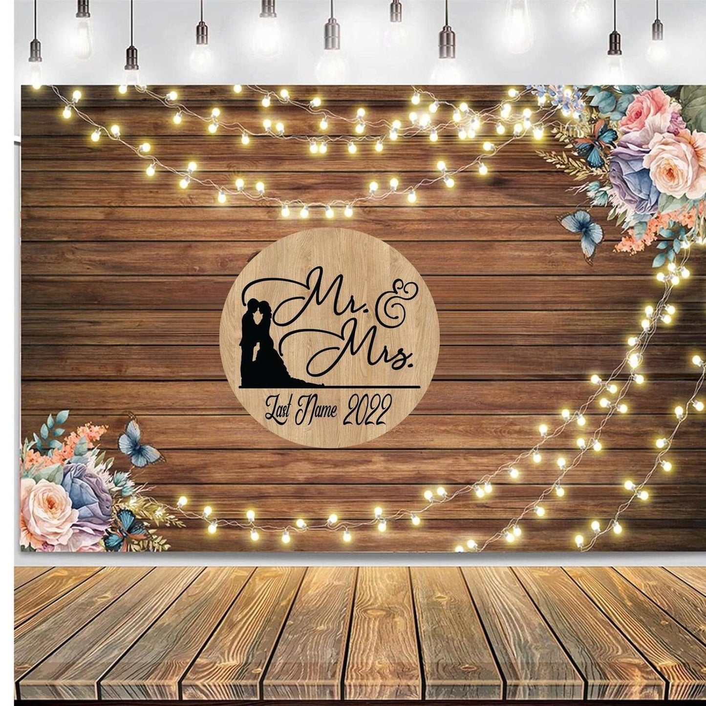 Mr and Mrs Wedding Round Sign