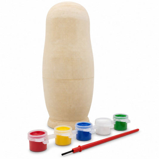 Unfinished Wooden Nesting Doll DIY Craft Blank for Painting 6.75 Inches