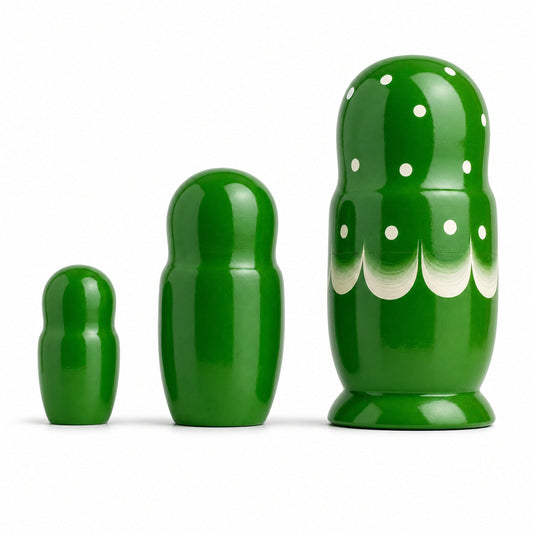 3 Daffodils Flowers on Green Dress  Wooden Nesting Dolls 3.5 Inches