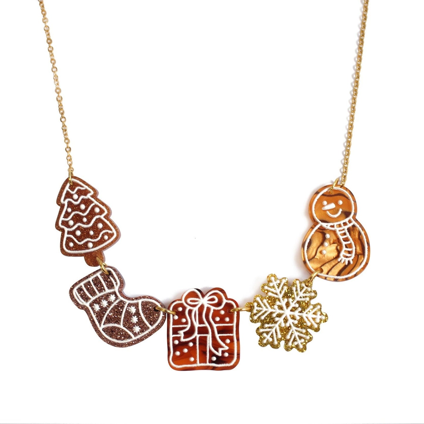 Gingerbread Cookie Necklace by Laliblue – Retro Statement Necklace Vintage Inspired