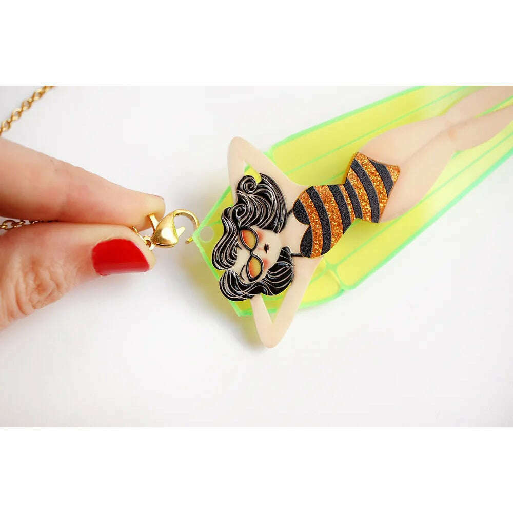Necklace/Brooch Girl on Mat by Laliblue