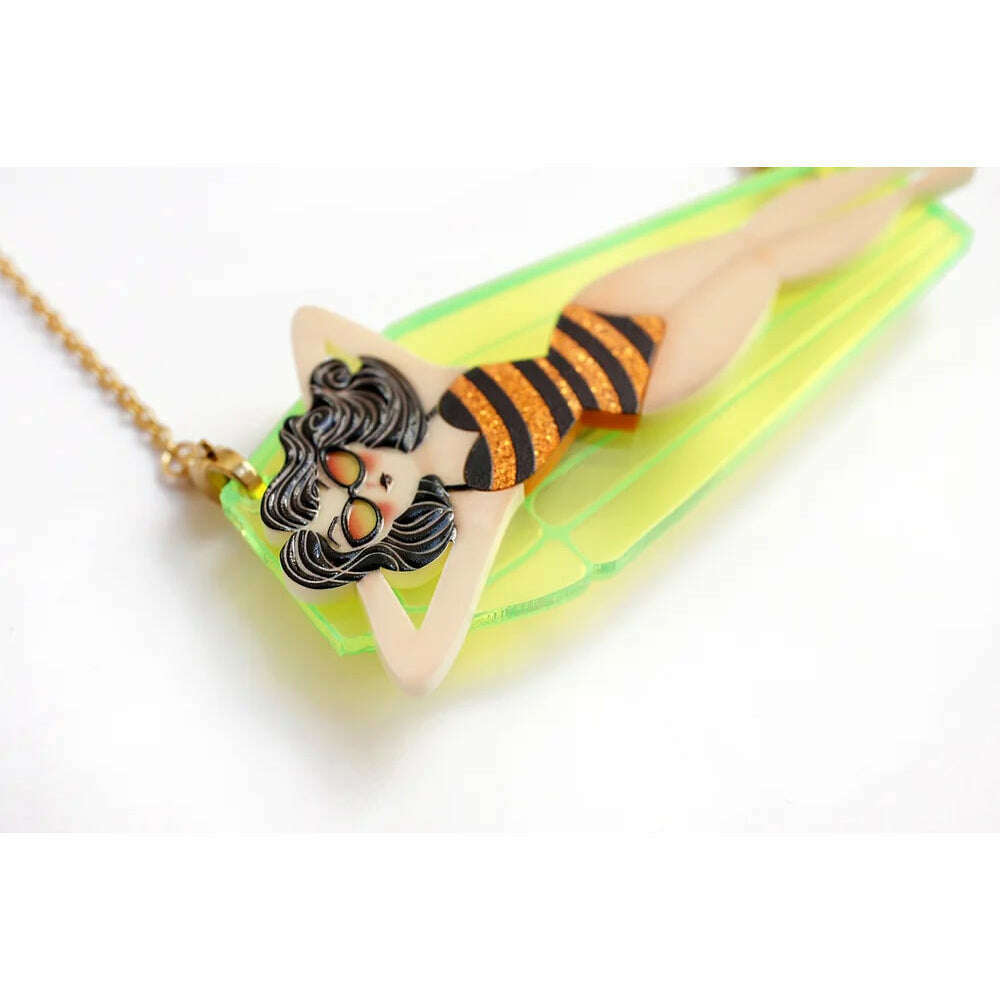 Necklace/Brooch Girl on Mat by Laliblue