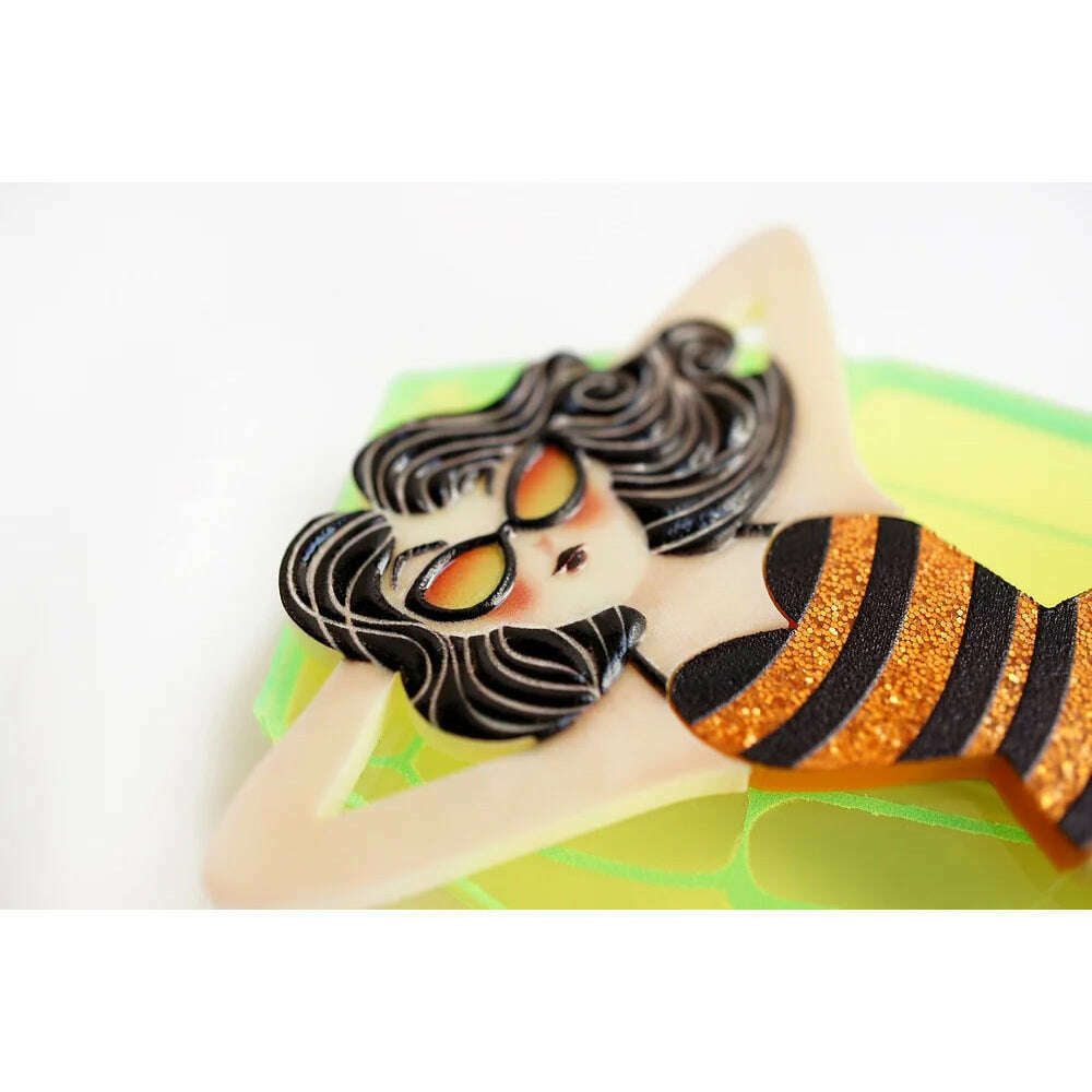 Necklace/Brooch Girl on Mat by Laliblue