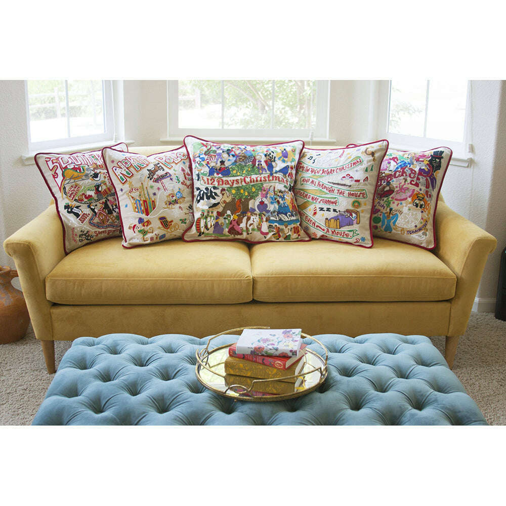 Night Before Christmas Hand-Embroidered Pillow