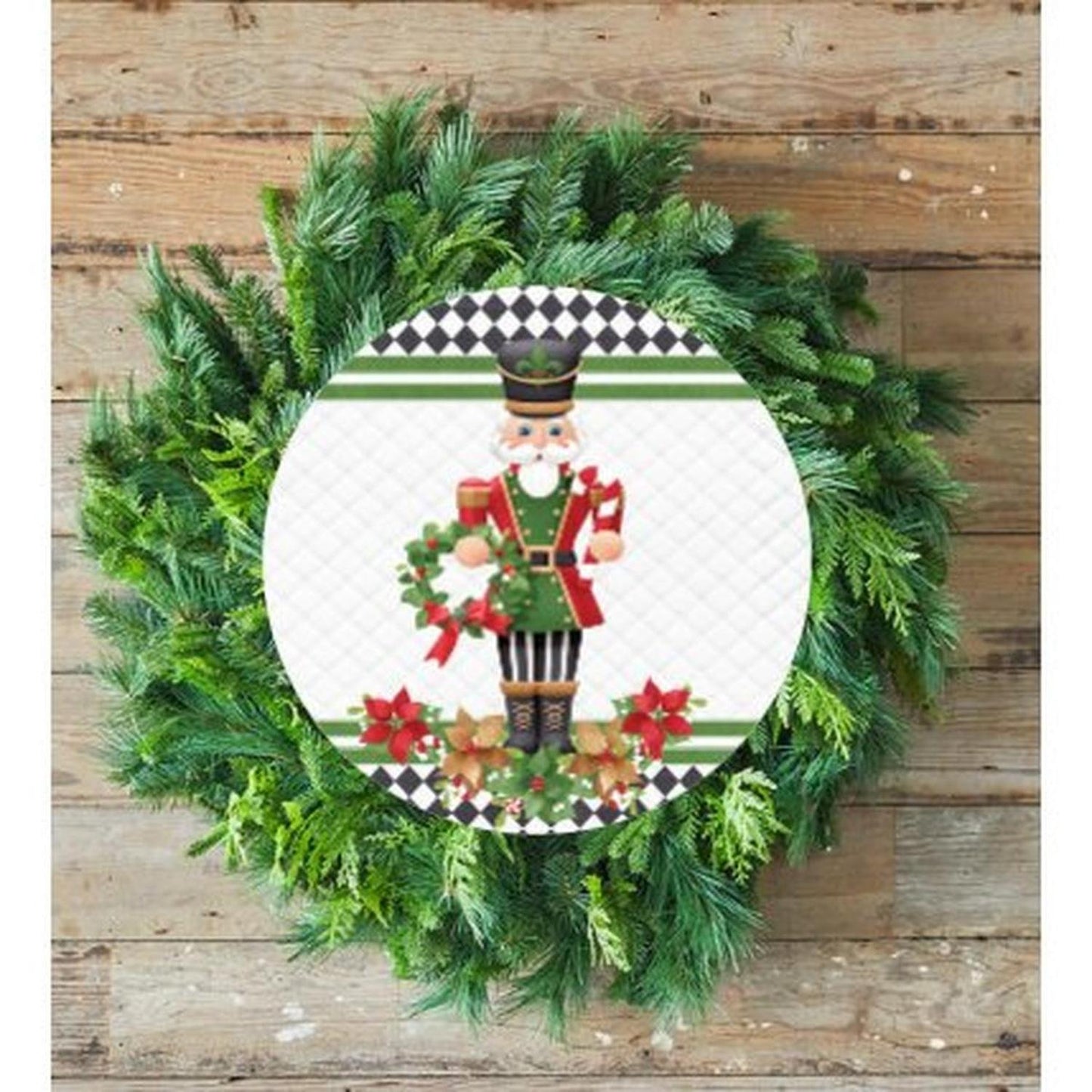 Nutcracker Harlequin Poinsettia Sign - Wreath Enhancement