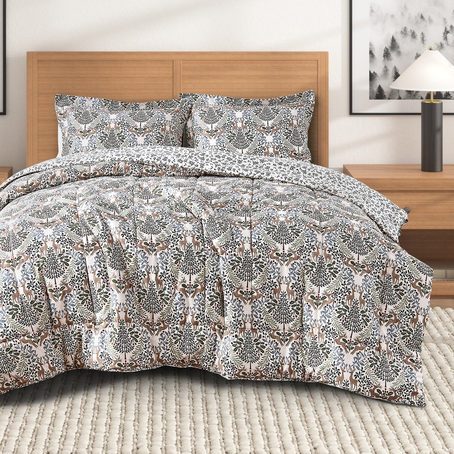 Reversible Christmas Comforter and Sham Set - Holiday / Lodge Odette Collection