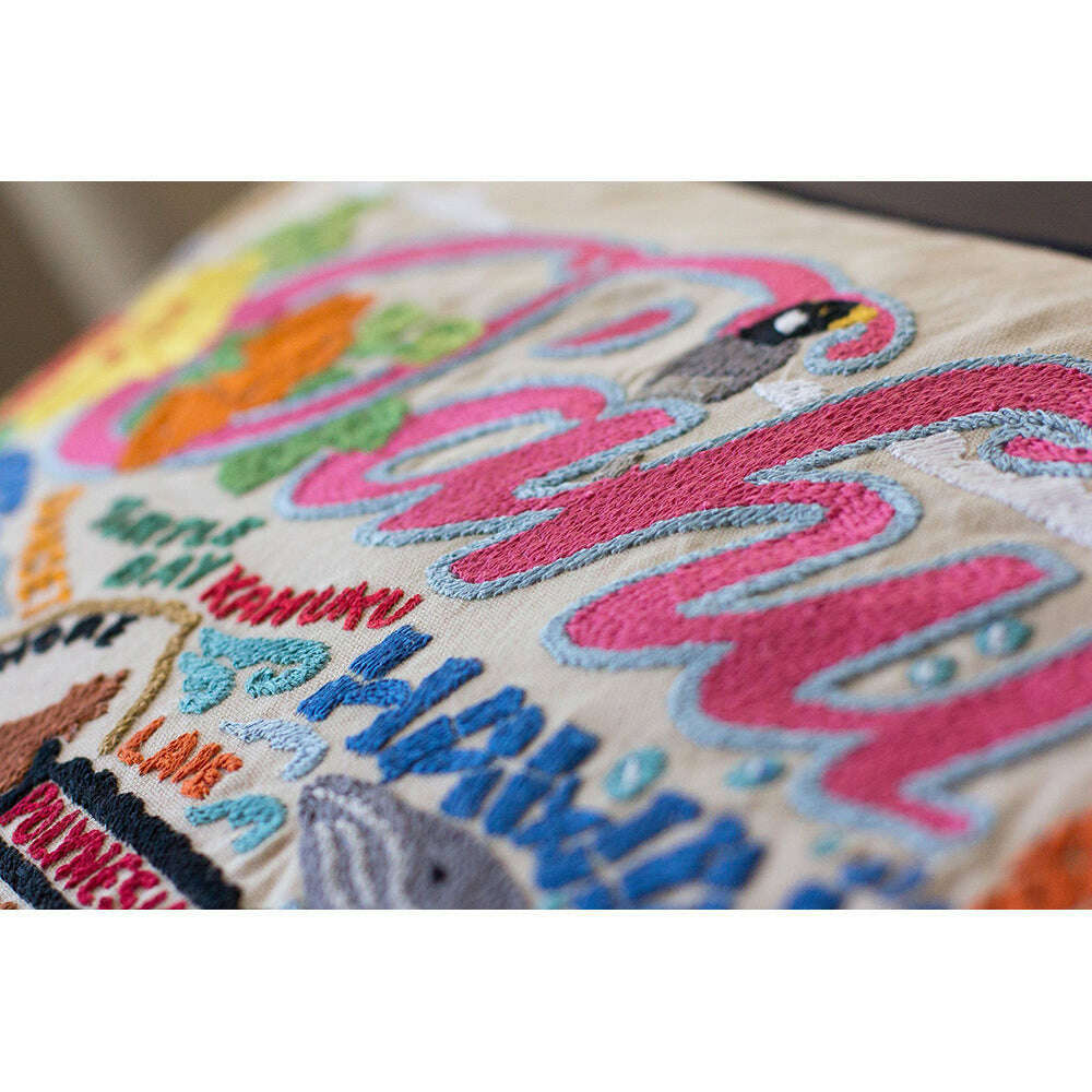 Oahu Hand-Embroidered Pillow