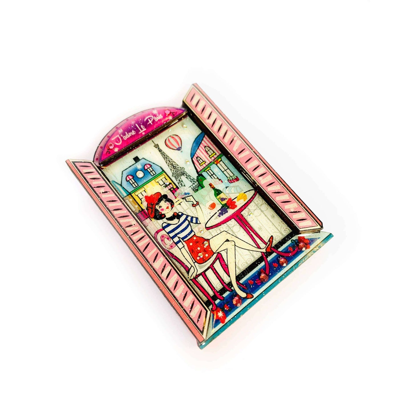 Oh la la Paris Scene Brooch by Rosie Rose Parker