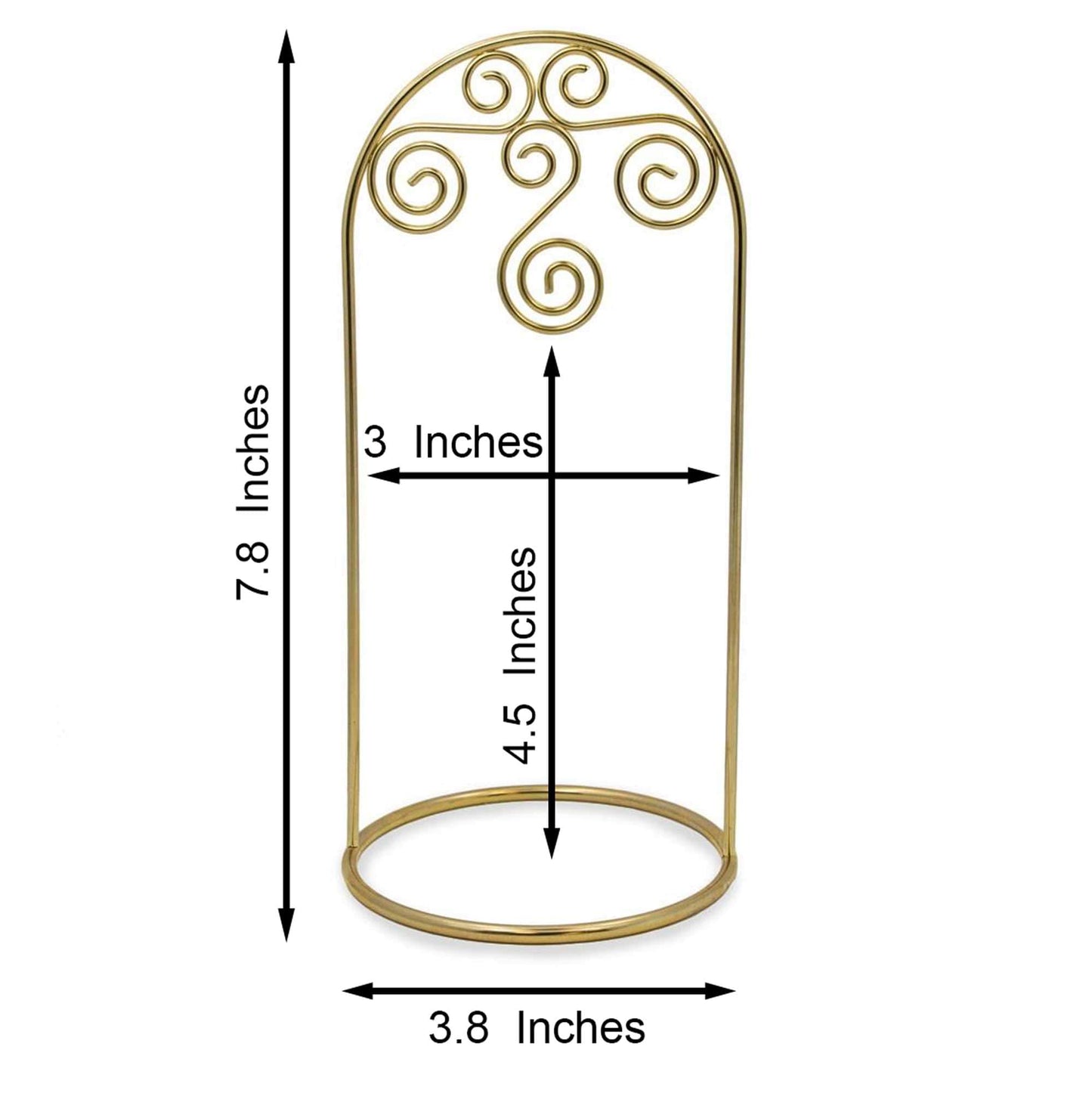 Gold Tone Metal Swirl Arch Ornament Stand Display 7.75 Inches
