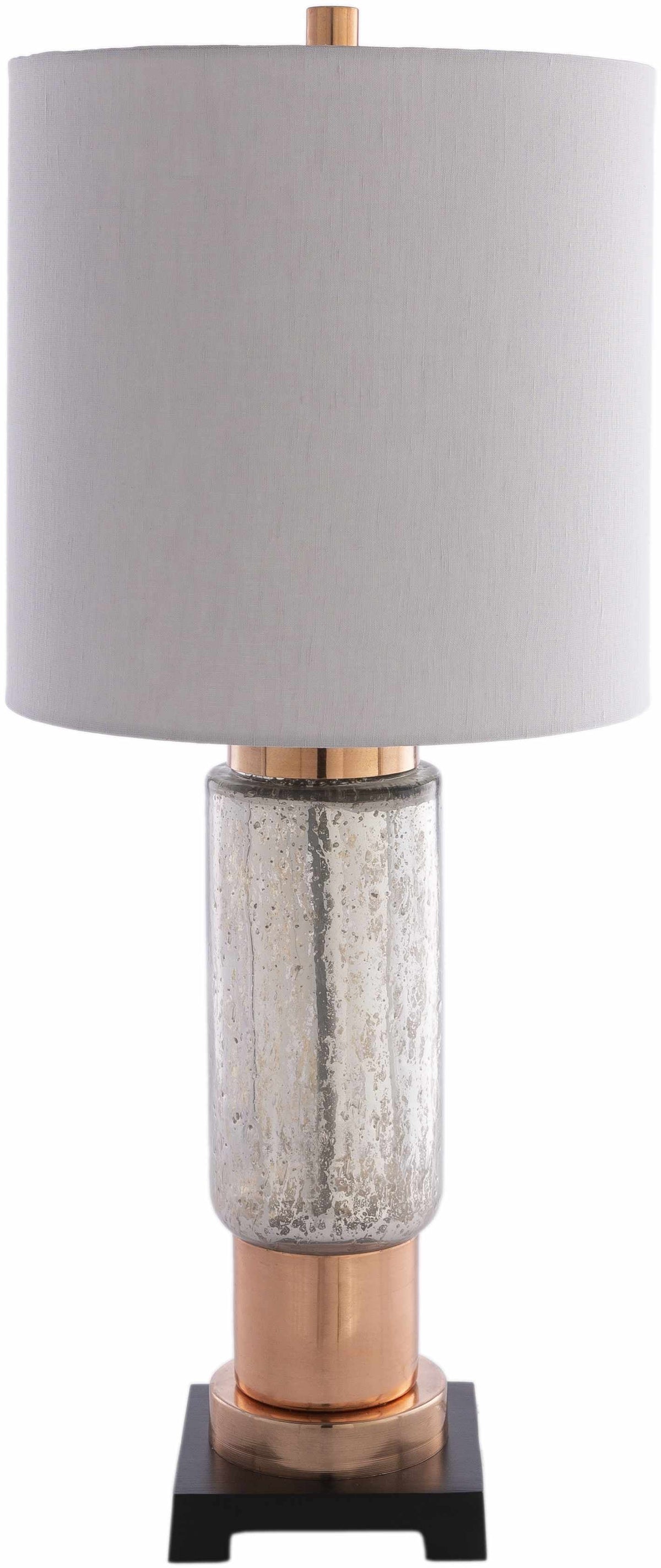 a lamp with a white shade