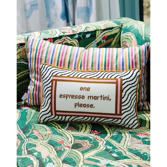 Espresso Martini Needlepoint Pillow