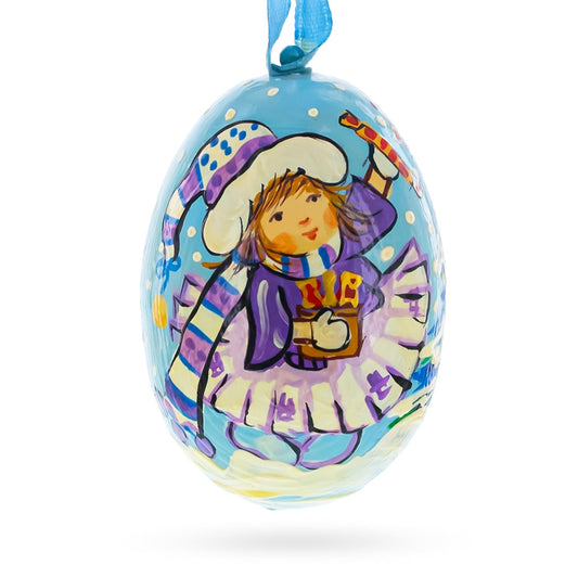 Girl Giving Candy to Squirrel Wooden Christmas Ornament