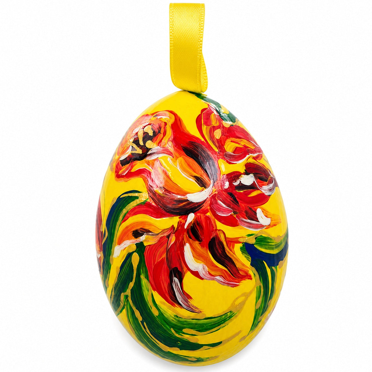 a yellow egg with a yellow ribbon
