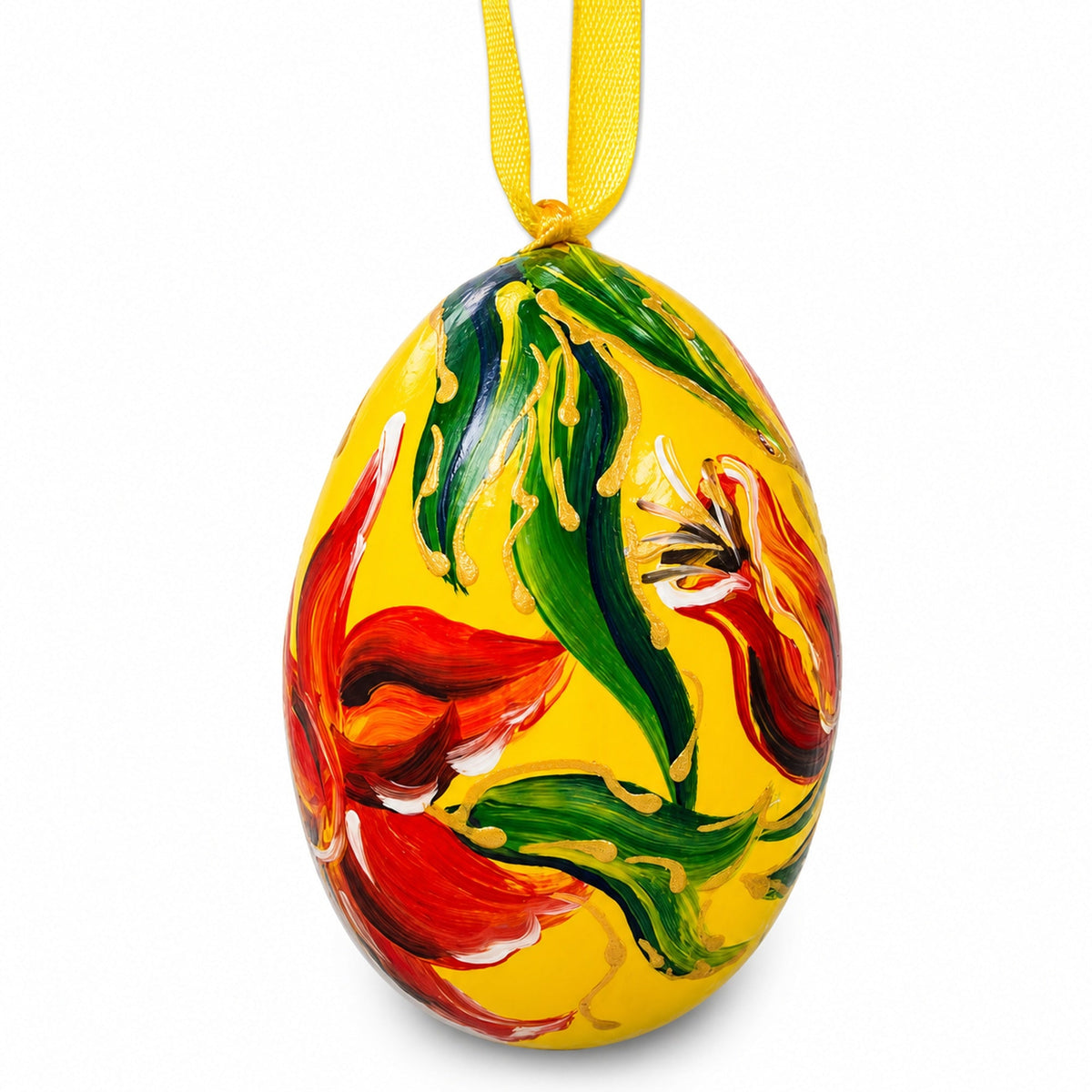 a yellow egg with a yellow ribbon