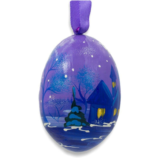 Angel Making it Snow at Night Wooden Christmas Ornament 3 Inches