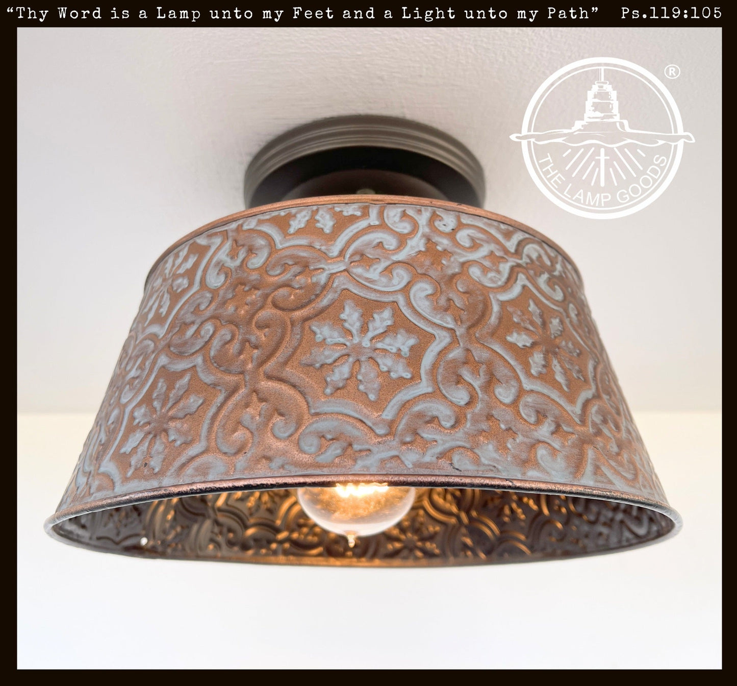 Ornate Copper Pendant 1-Light | 12" | Farmhouse Kitchen & Dining