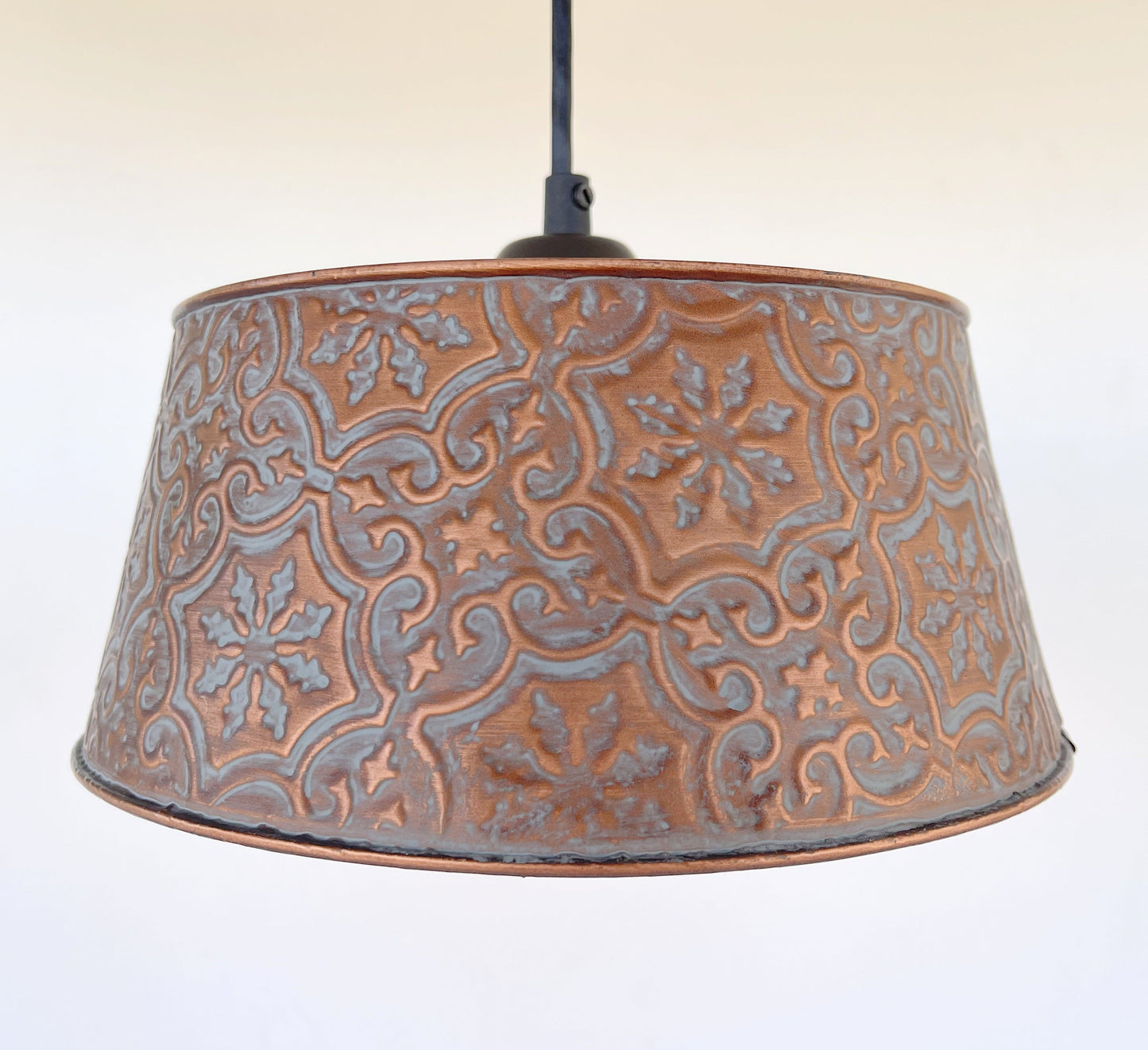 Ornate Copper Pendant 1-Light | 12" | Farmhouse Kitchen & Dining