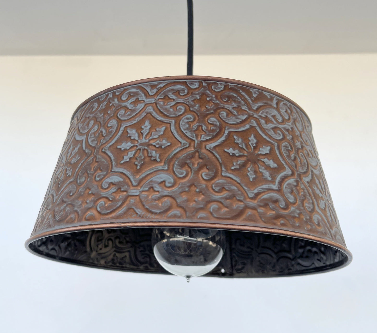 Ornate Copper Pendant 1-Light | 12" | Farmhouse Kitchen & Dining