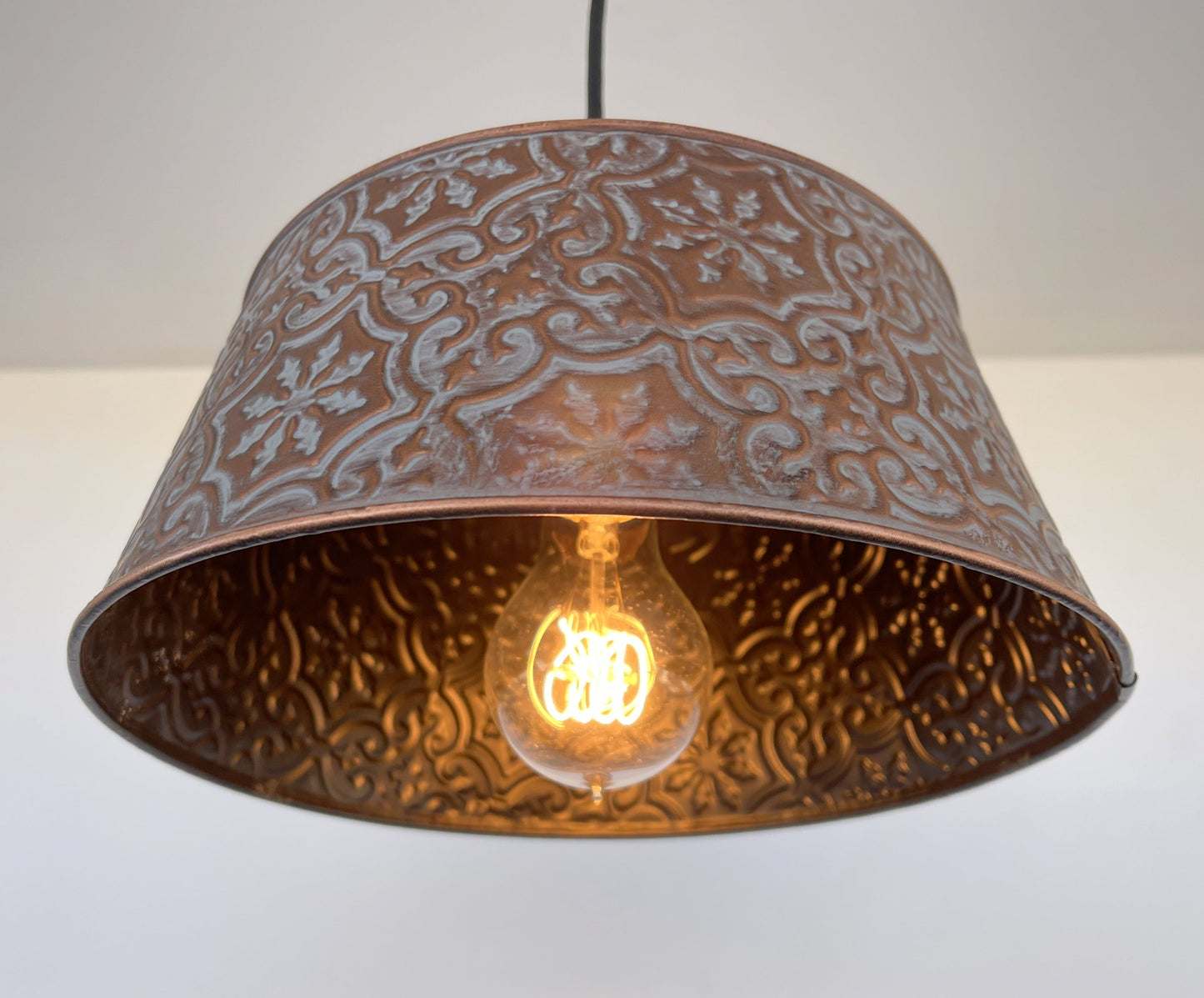 Ornate Copper Pendant 1-Light | 12" | Farmhouse Kitchen & Dining