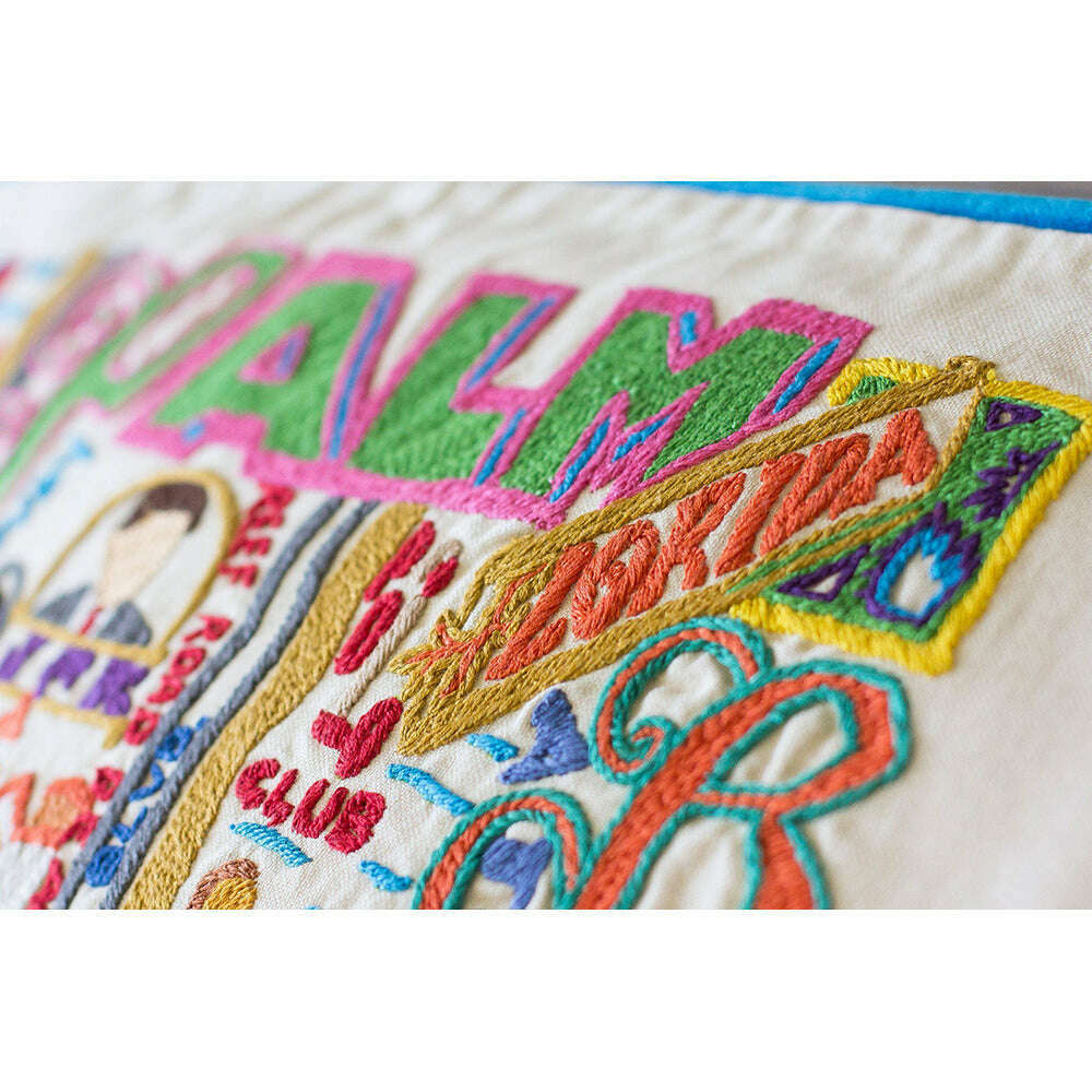 Palm Beach Hand-Embroidered Pillow