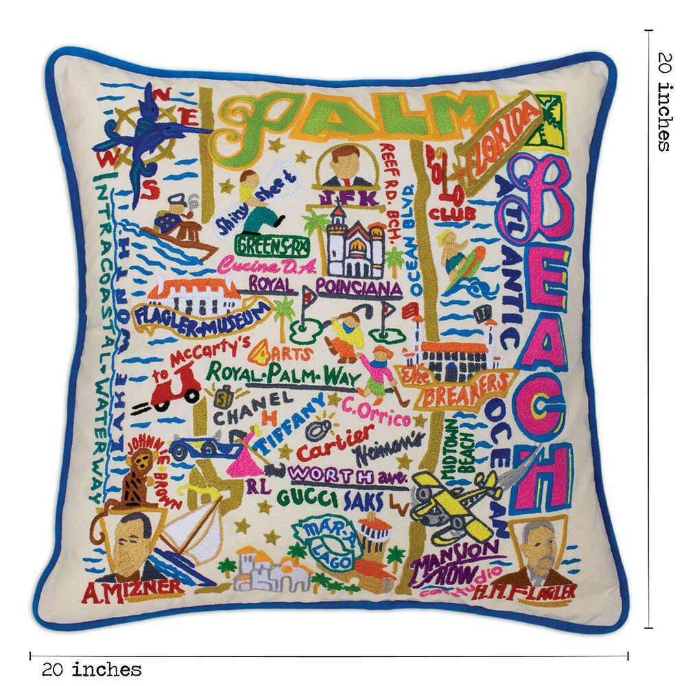 Palm Beach Hand-Embroidered Pillow