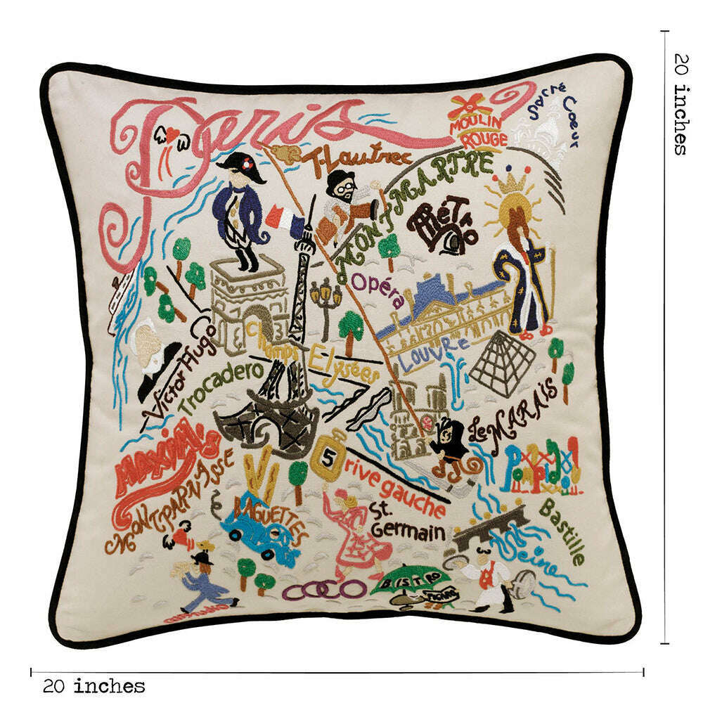 Paris Hand-Embroidered Pillow