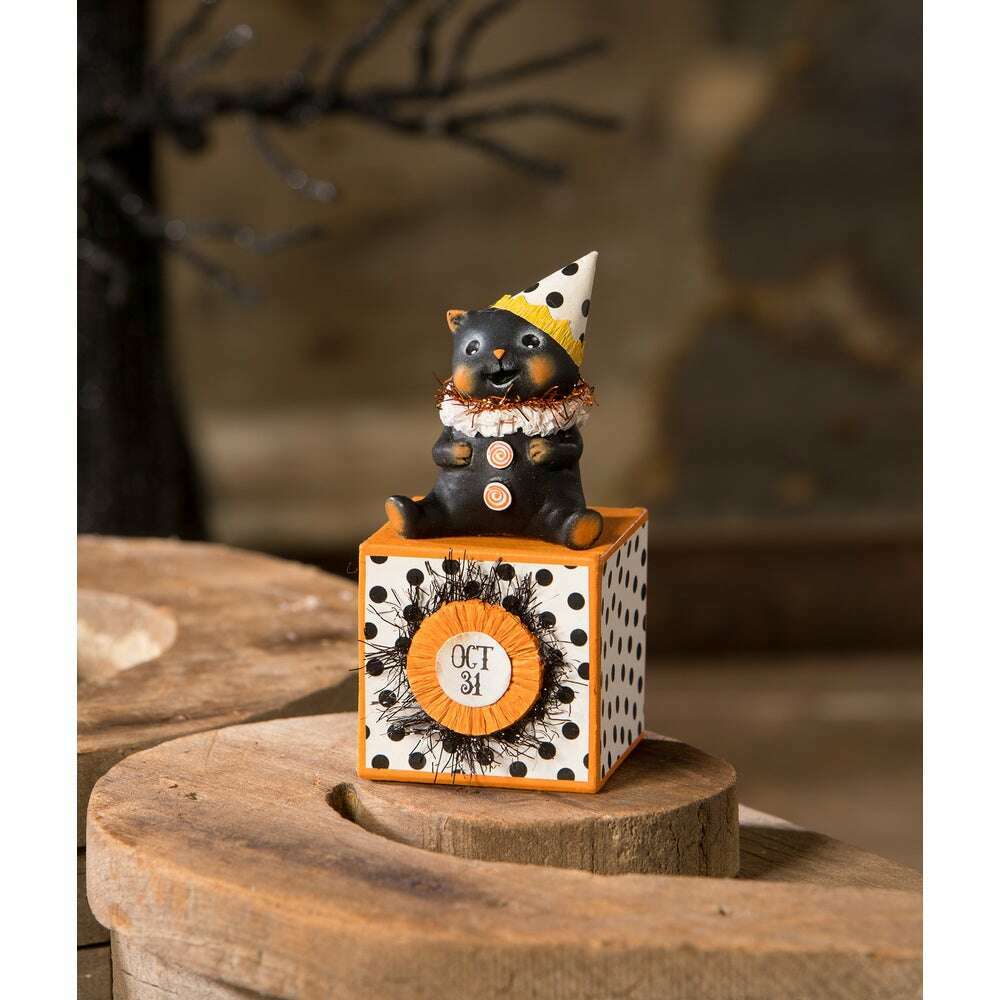 Party Hat Kitty on Block by Bethany Lowe Designs