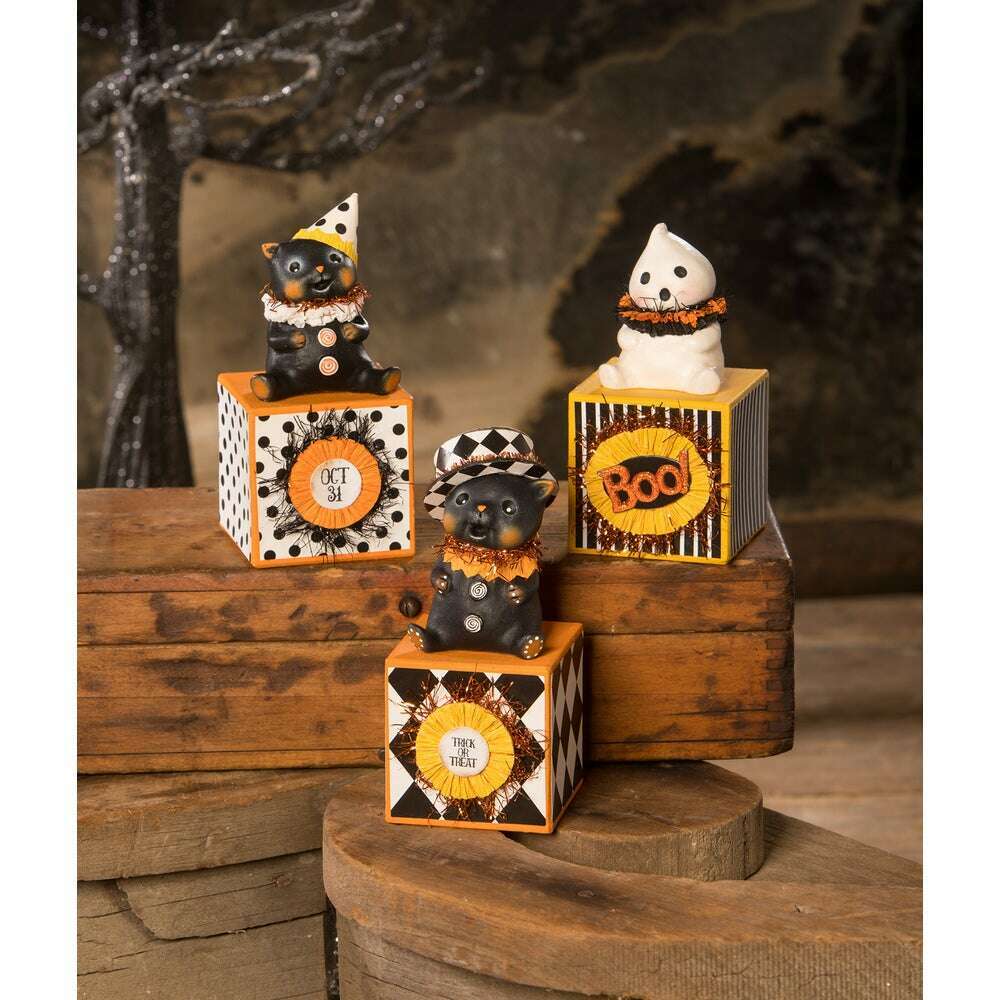 Party Hat Kitty on Block by Bethany Lowe Designs