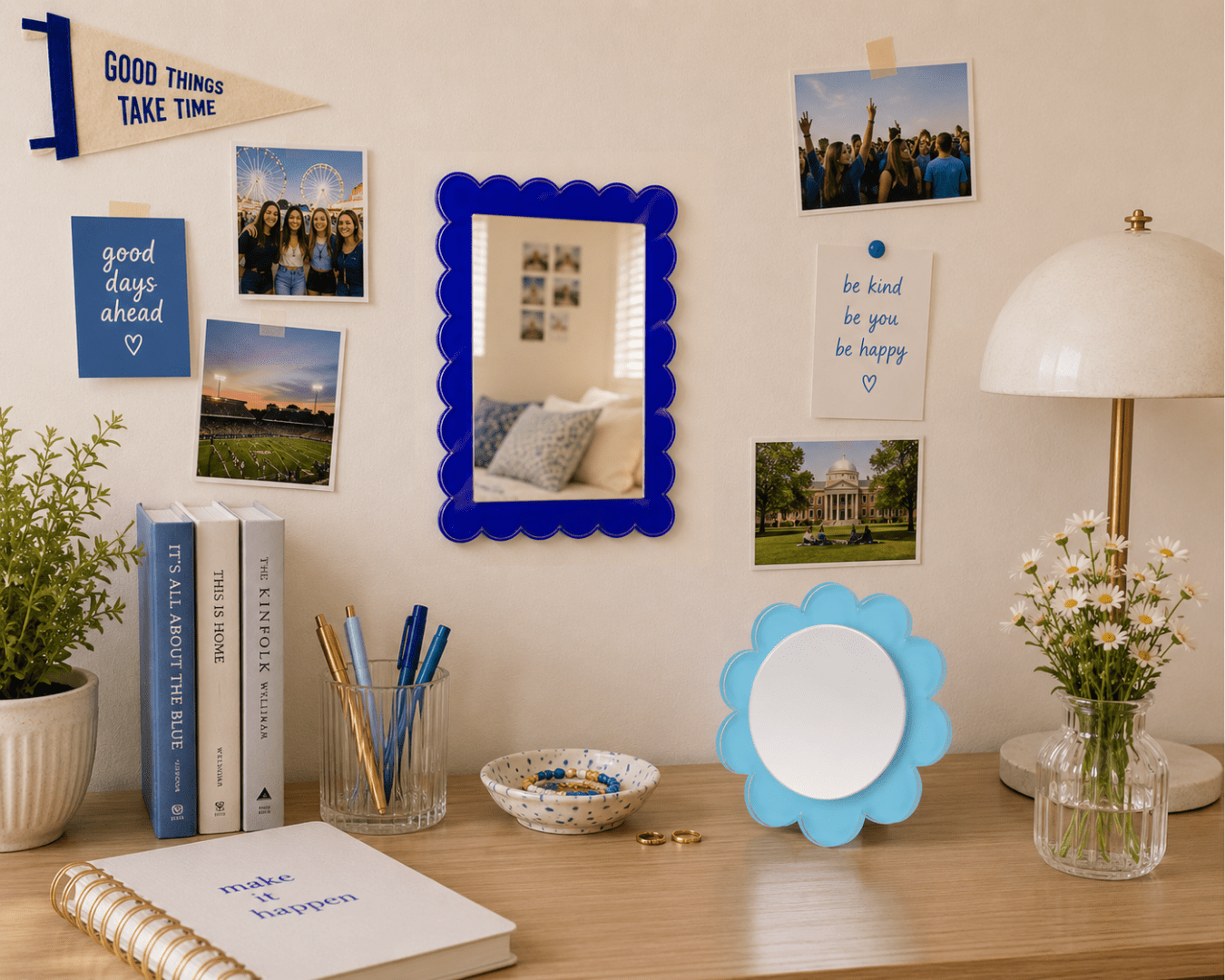 Blue Acrylic 11" x 13" Scallop Mirror