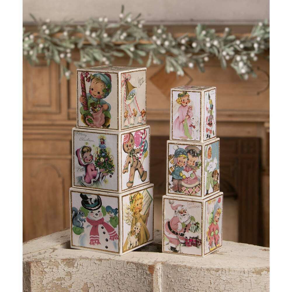 Pastel Retro Christmas Display Blocks by Bethany Lowe Designs