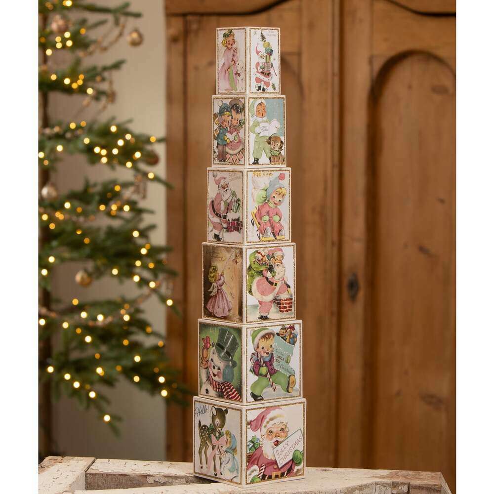 Pastel Retro Christmas Display Blocks by Bethany Lowe Designs