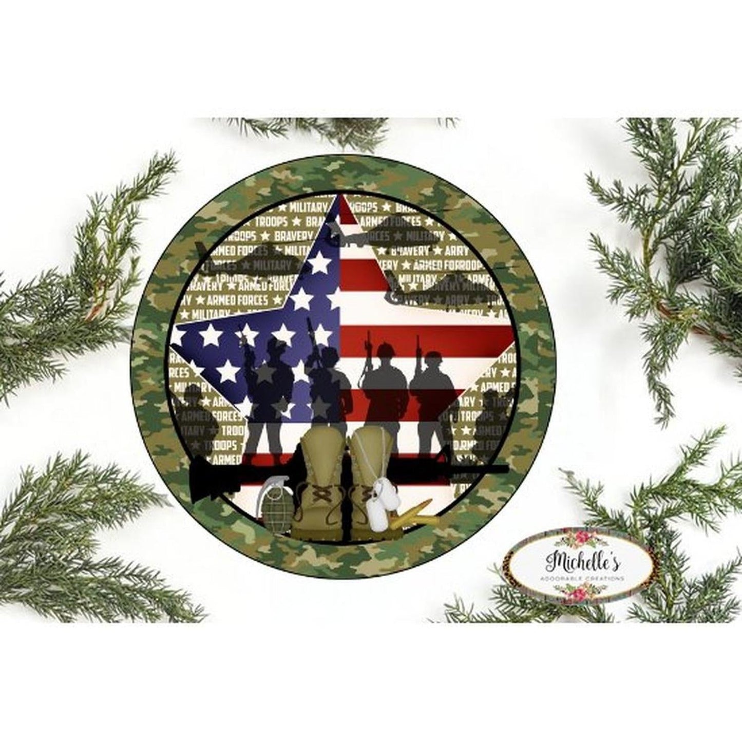 Patriotic Army Armed Forces Round Sign