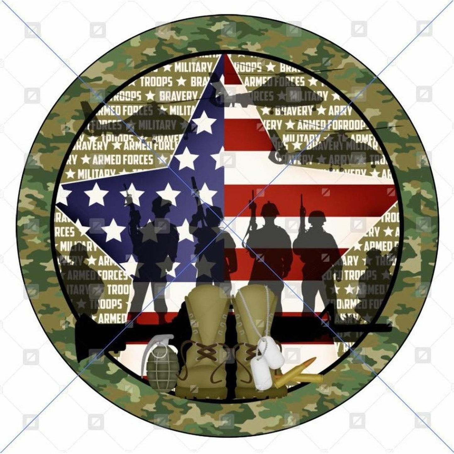 Patriotic Army Armed Forces Round Sign