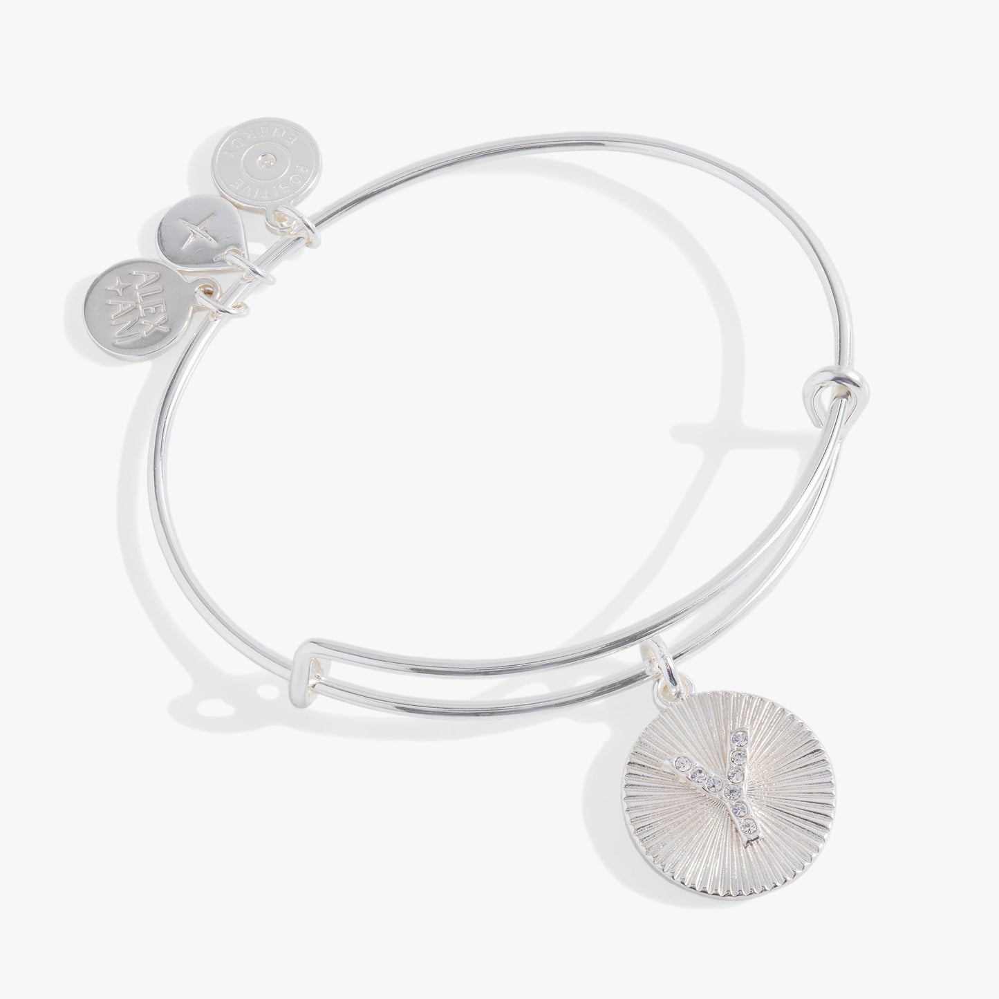 Initial Y Pave Starburst Texture Bangle