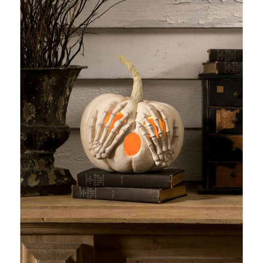 Peek-a-Boo Pumpkin White | Halloween Decor | Bethany Lowe Designs