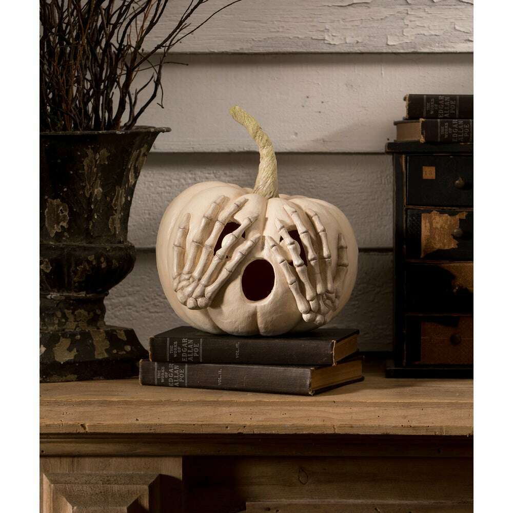 Peek-a-Boo Pumpkin White | Halloween Decor | Bethany Lowe Designs