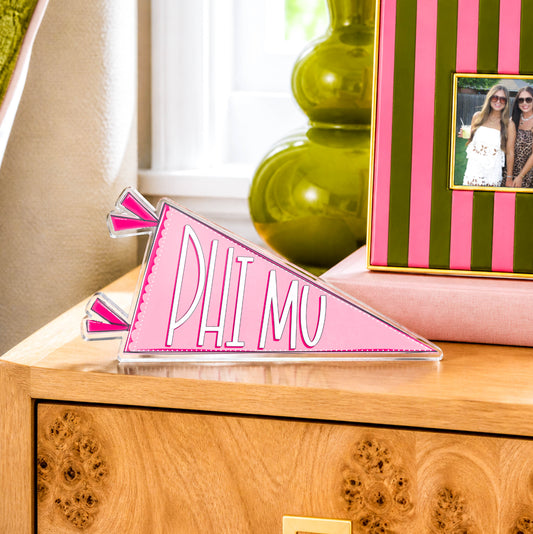 Phi Mu Acrylic Pennant Flag Shelfie