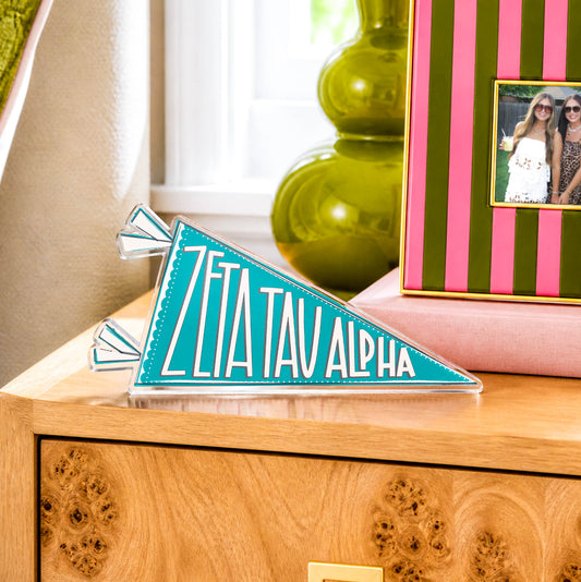 Zeta Tau Alpha Acrylic Pennant Flag Shelfie