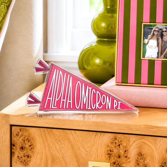 Alpha Omicron Pi Acrylic Pennant Flag Shelfie
