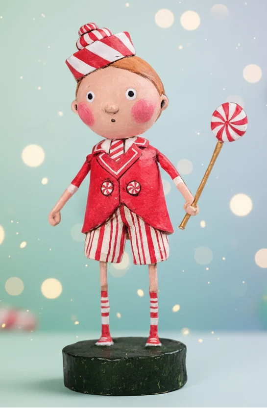 Peppermint Pete Christmas Figurine by Lori Mitchell - SHIPS AUGUST