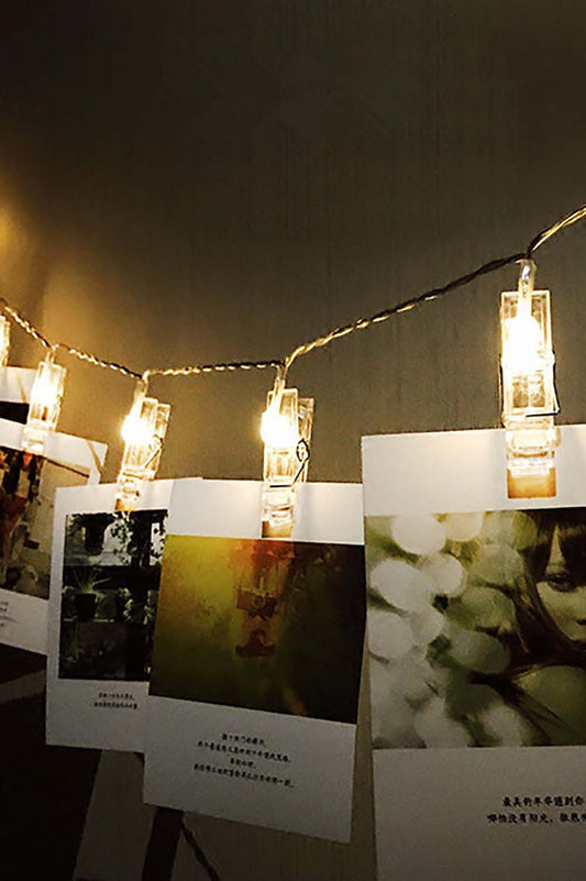 20 LED Large Photo Clip Clear Cable Lights - Battery Operated