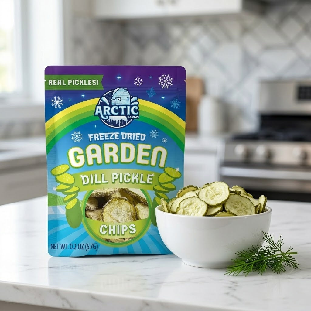 Freeze Dried Dill Pickle Chips (Less Salty)