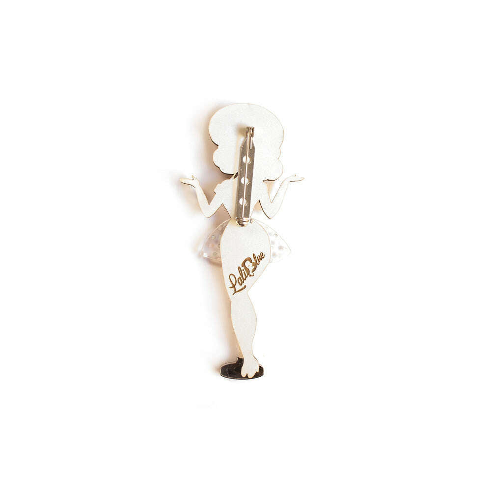 Pin-up Singer Standing w/ Microphone Brooch by Laliblue