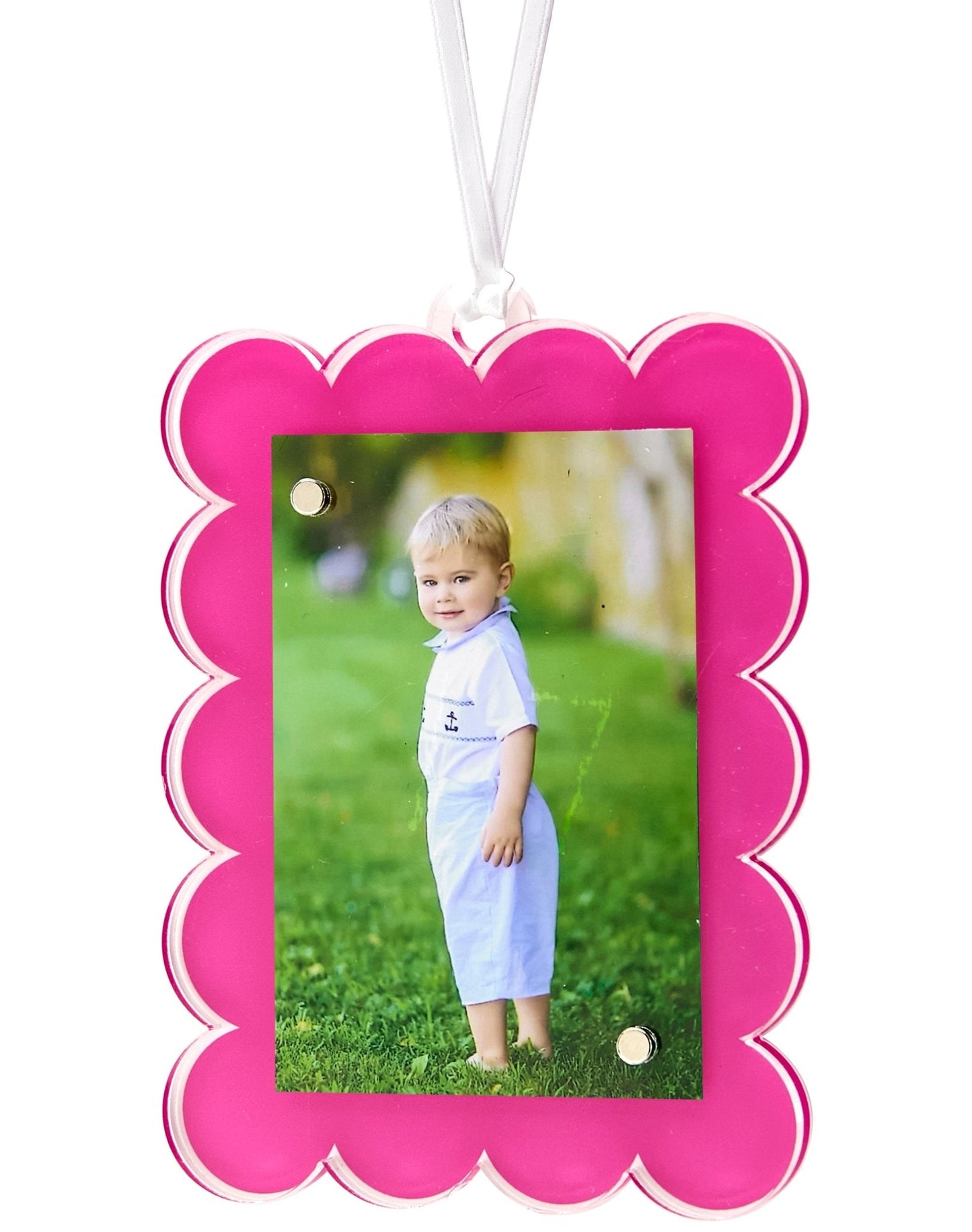 Pink Acrylic Double-Sided Scallop Ornament