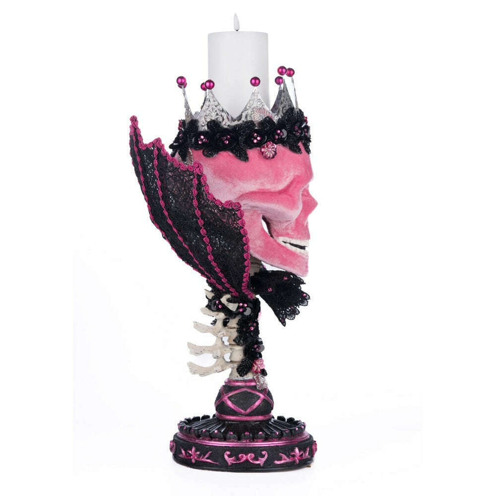 Pink Passion Skull Pillar Candle Holder by Katherine's Collection