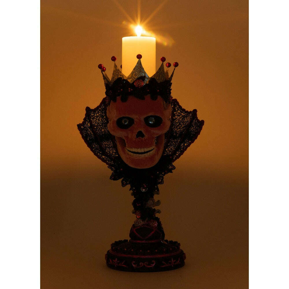 Pink Passion Skull Pillar Candle Holder by Katherine's Collection