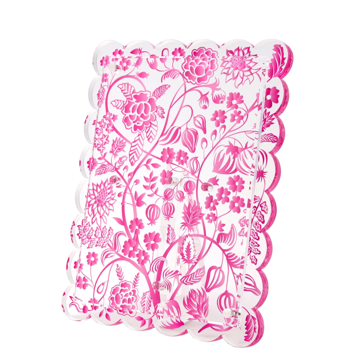 Pink Toile Acrylic Scallop Frame